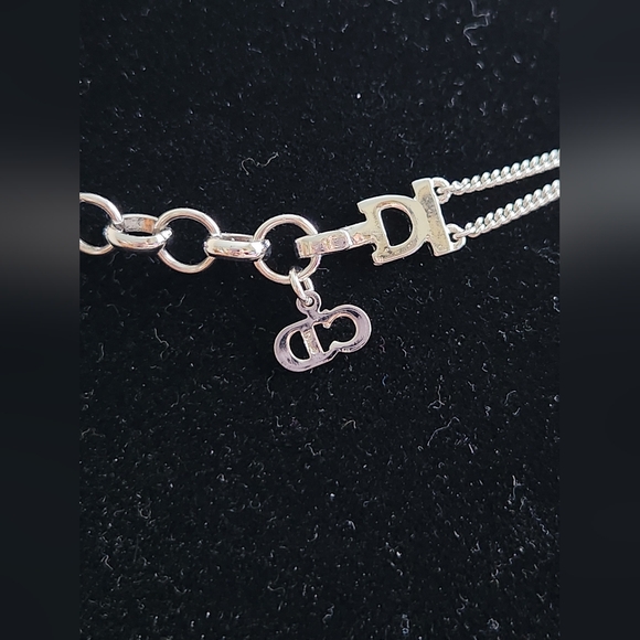 DIOR Enamel Charm Silver Tone Choker Necklace - Picture 5 of 5